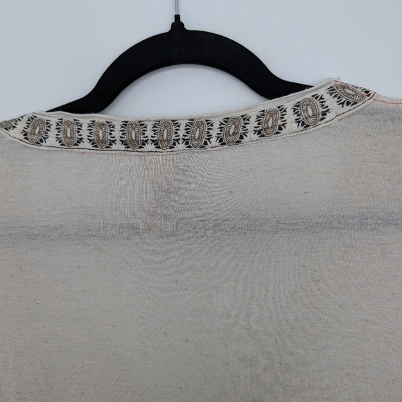 Free People Linen Lyocell Blend Medallion Printed Top Bell Sleeve Sz M Boho - Picture 14 of 16